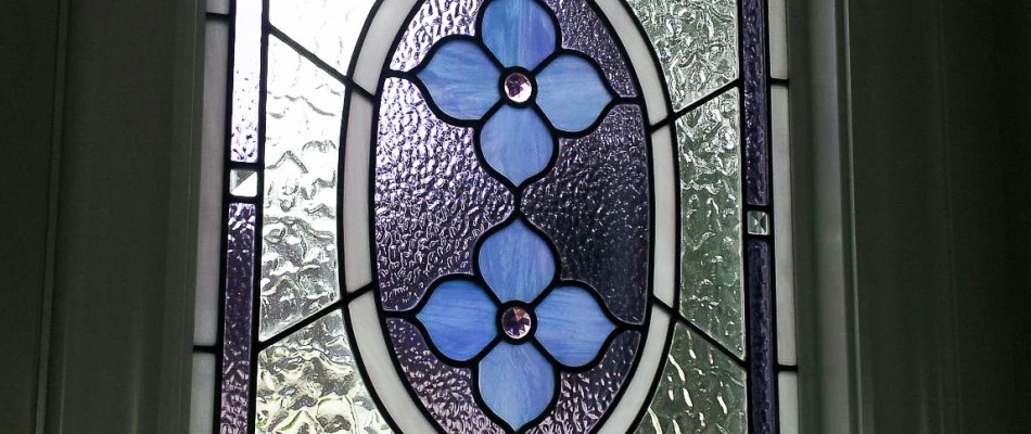 Stained Glass Windows Blue & Purple Flowers